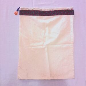 Tory Burch Cream Drawstring Bag with Patterned Trim